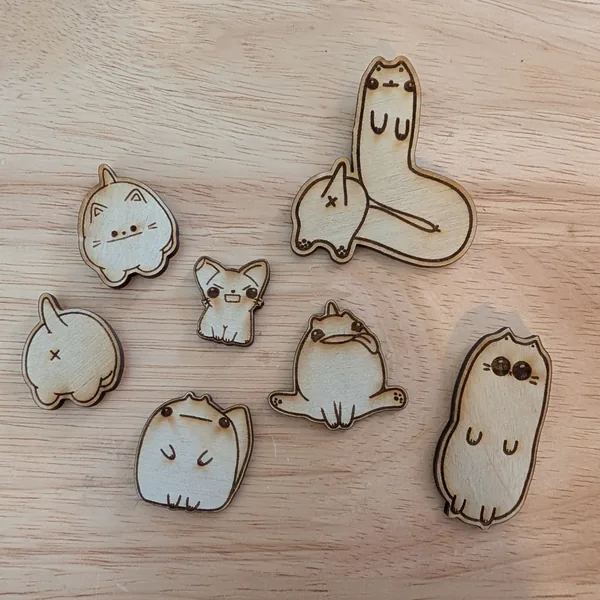 "Ugly" Cats Wood Magnet